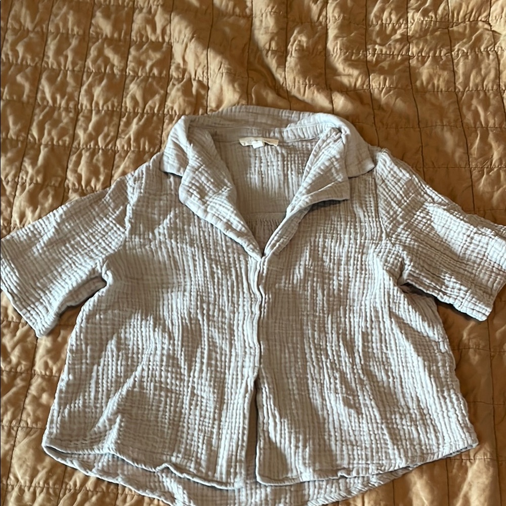 Cream/tan gauzy collared shirt